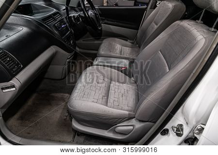 Novosibirsk, Russia - July 17, 2019:  Toyota Opa , Close-up Of The Dashboard, Player, Steering Wheel
