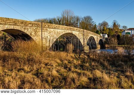The Arched Ken Bridge Over The Water Of Ken On A Sunny Winters Day, New Galloway, Dumfries And Gallo