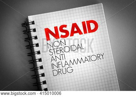 Nsaid - Nonsteroidal Anti-inflammatory Drug Acronym On Notepad, Concept Background