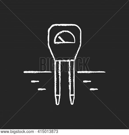 Soil Moisture Monitoring Chalk White Icon On Black Background. Accurate Measurement. Soil Temperatur