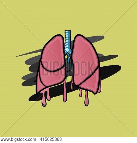 Image Of Human Organs In The Style Of Leaking Paint. Lungs. Images Intended For Art, Medicine, And M