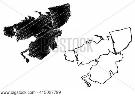 Allentown City, Pennsylvania (united States Cities, United States Of America, Usa City) Map Vector I