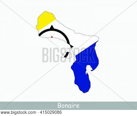 Bonaire Map Flag. Map Of Bonaire With Flag Isolated On White Background. Special Municipality Of The