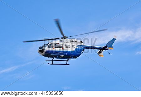 2020-09-06, Mendoza, Argentina. An Airbus Ec145 Helicopter, Belonging To The Public Safety Departmen