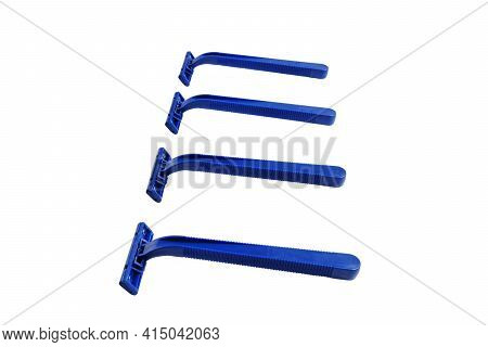 Non-permanent Blue Plastic Shaving Machine Isolated On White Background.