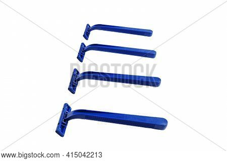 Non-permanent Blue Plastic Shaving Machine Isolated On White Background.
