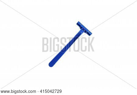 Non-permanent Blue Plastic Shaving Machine Isolated On White Background.