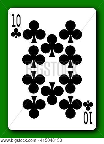A 10 Ten Of Clubs Playing Card With Clipping Path To Remove Background And Shadow 3d Illustration
