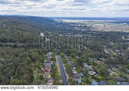 Aerial View Of The Township Of Lapstone In Regional New South Wales In Australia