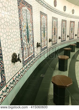 26 Of March 2021 - Kazan, Russia. The Mens Washroom In The Kul Sharif Mosque In Kazan Kremlin.