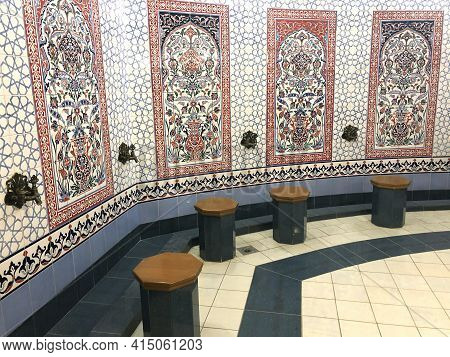 26 Of March 2021 - Kazan, Russia. The Womens Washroom In The Kul Sharif Mosque In Kazan Kremlin.