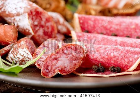 Salsiccia. Vari italiano prosciutto, salame e pancetta