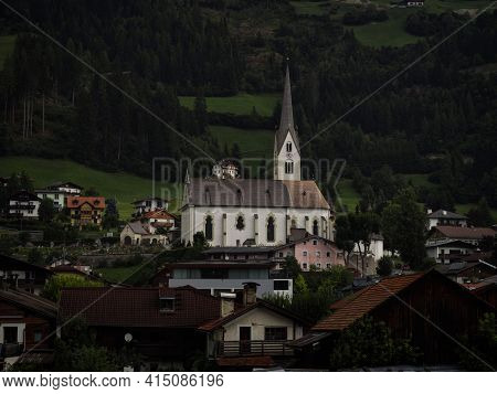 Panorama View Of Catholic Church Assumption Of Mary In Sillian Village Market Town In Lienz Puster V