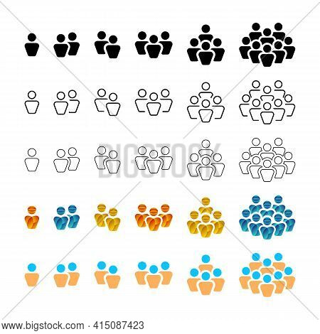 Grouping People Vector Icon Set. Multiple Style Of People Vector Icon Pack Graphic.