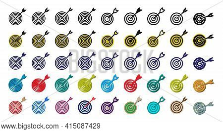 Target Sign Icon Set Vector Template. Perfection Winning Point Dartboard Multi Color Icon Set Vector