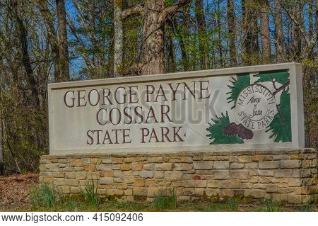The Sign For George Payne Cossar State Park In Oakland, Yalobusha County, Mississippi