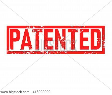 Patented Stamp Red Rubber Stamp On White Background. Patented Stamp Sign. Patented Sign.