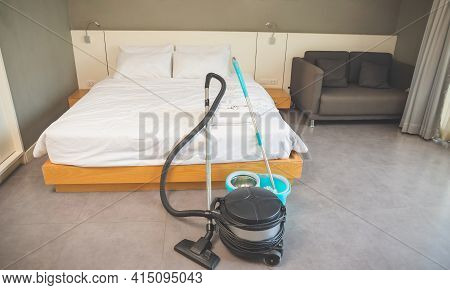 Cleaning Set In The Hotel Room, Vacuum Cleaner, Cleaning Kit