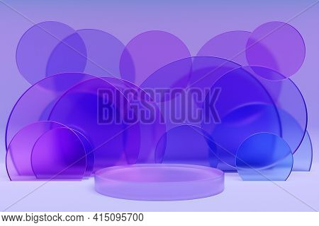 3d Illustration Abstract Minimal Scene With Geometric Shapes In The Background. Fiolet Podium On A M