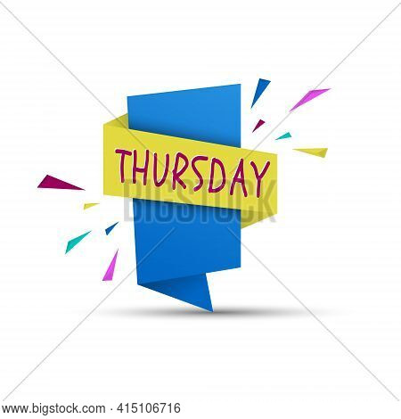 Thursday. Colored Banner With The Name Of The Day Of The Week. Stock Vector Illustration
