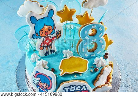 Cake Based On The Game Toka Life, For An Eight-year-old Girl For Her Birthday.