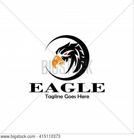 Eagle Head Design Logo Inside A Simple Circle