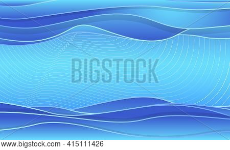 Abstract Blue Water Waves, Layered Background. Vector Illustration Template For Web Banner, Poster,