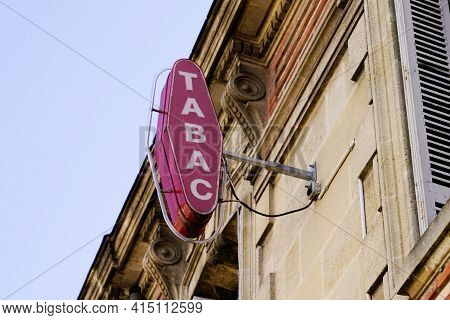 Bordeaux , Aquitaine France - 03 29 2021 : Tabac Light French Red Shop Tobacco Sign Brand With Frenc
