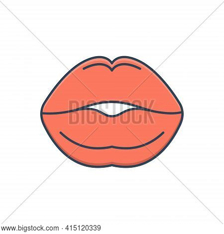 Color Illustration Icon For Kissing Lip Osculate Sensuality Mouth Lipstick