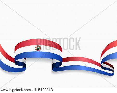 Paraguayan Flag Wavy Abstract Background. Vector Illustration.