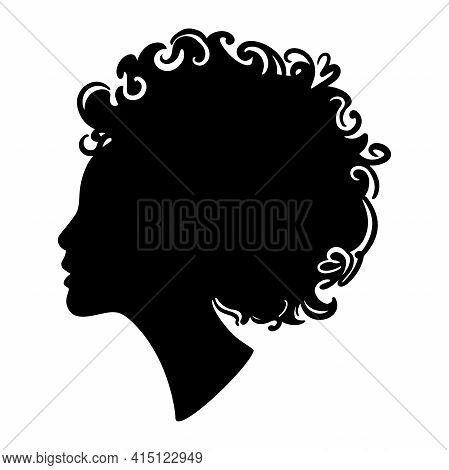 Silhoettes Of African American Women With Curly Hair. Beautiful Black Girls Profile.