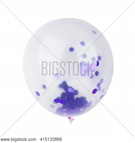 Inflatable Air Flying Balloon Isolated On White Background. Close-up Look At Balloon With Reflects.