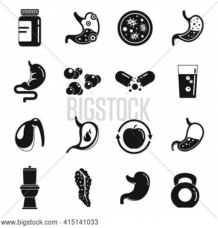 Digestion System Icons Set. Simple Set Of Digestion System Vector Icons For Web Design On White Back