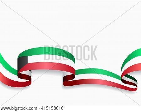 Kuwaiti Flag Wavy Abstract Background. Vector Illustration.
