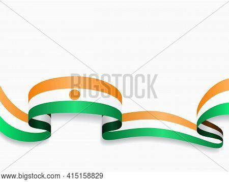 Niger Flag Wavy Abstract Background. Vector Illustration.