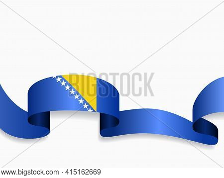 Bosnia Herzegovinan Flag Wavy Abstract Background. Vector Illustration.