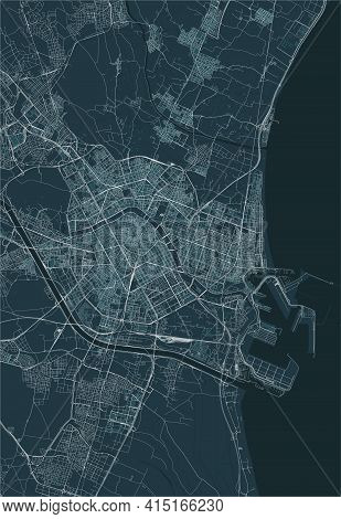 Map Of The City Of Valencia, Spain