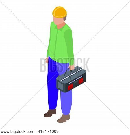 Man With Tool Box Icon. Isometric Of Man With Tool Box Vector Icon For Web Design Isolated On White 