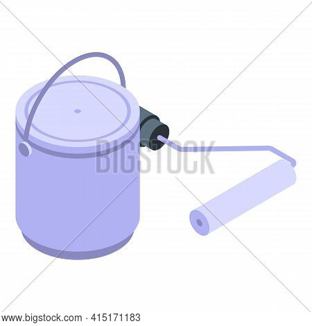 Paint Bucket Roll Icon. Isometric Of Paint Bucket Roll Vector Icon For Web Design Isolated On White 