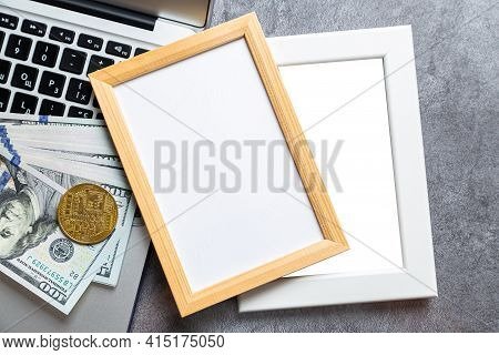 Crypto Art Concept. Blockchain Called Nfts. Digital Collectibles For Cryptocurrencies. Non-fungible