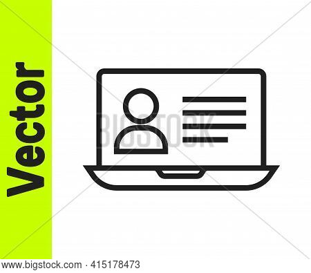 Black Line Online Class Icon Isolated On White Background. Online Education Concept. Vector