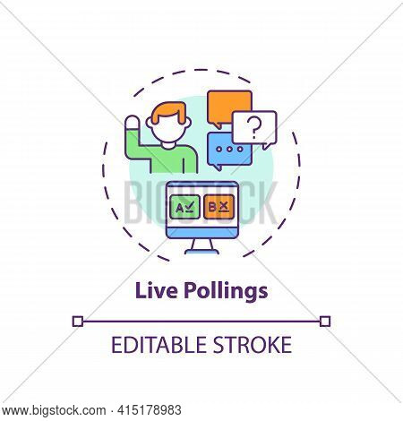 Live Pollings Concept Icon. Virtual Events Success Tip Idea Thin Line Illustration. Online Audience 