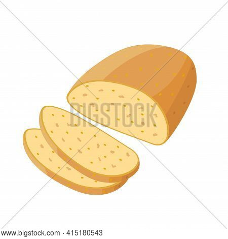 Corn Wheat Bread Whole And Pieces Of Bread - Vector Illustration In Flat Design Isolated On White Ba