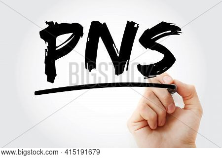 Pns - Peripheral Nervous System Acronym With Marker, Medical Concept Background