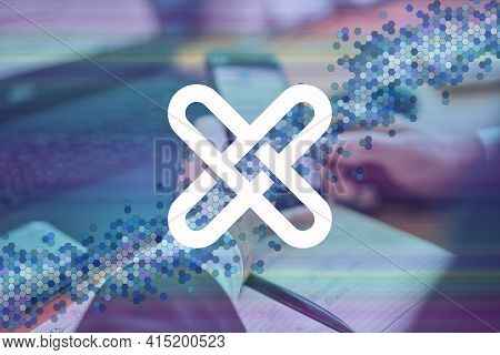 Gxshares, Gxs Cryptocurrency Sign. Business Person, Trader, Investor, Analyst Using Mobile Phone App