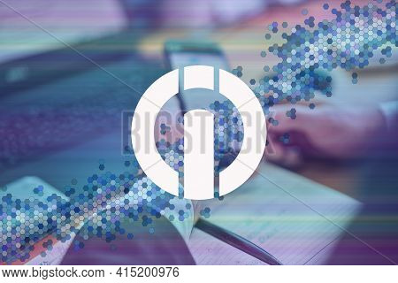 I/o Coin, Ioc Cryptocurrency Sign. Business Person, Trader, Investor, Analyst Using Mobile Phone App