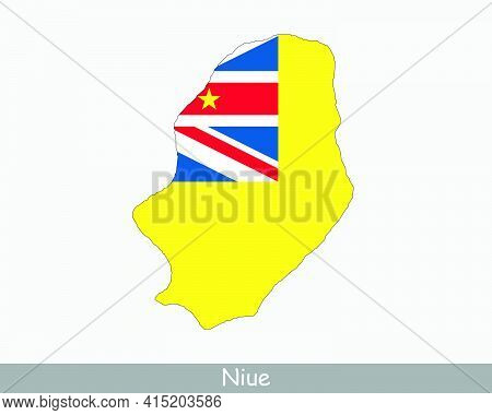 Niue Flag Map. Map Of Niue With Flag Isolated On White Background. Free Association. Associated Stat