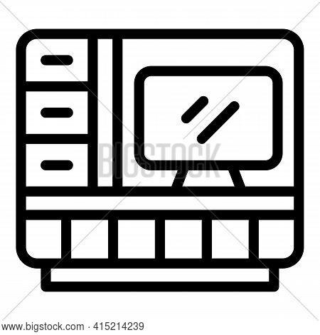 Living Room Tv Icon. Outline Living Room Tv Vector Icon For Web Design Isolated On White Background