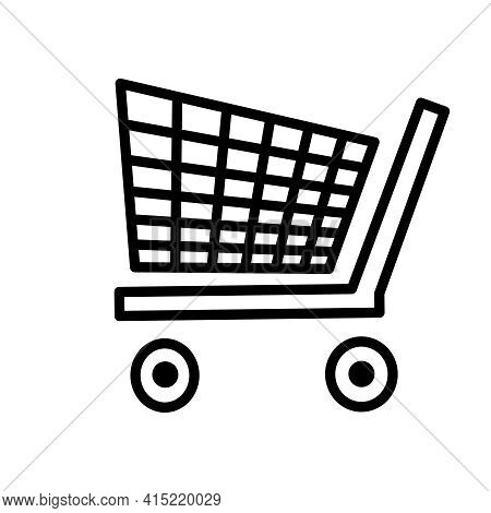 Shopping Cart Icon Isolated On White Background. Shop Trolley Silhouette In Simple Flat Design Style