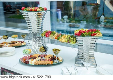 Delicious Dish On The Buffet Table. Cold Appetizers From The Chef For The Celebration